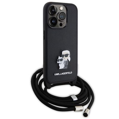 3. Etui Karl Lagerfeld Crossbody Saffiano Metal Pin Karl&Choupette na iPhone 15 Pro - czarne