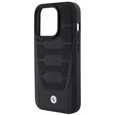 6. Etui BMW Leather Seats Pattern na iPhone 15 Pro Max - czarne