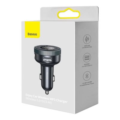 7. Baseus Enjoy transmiter FM ładowarka samochodowa LED 2x USB / 3,5mm jack bezprzewodowy odtwarzacz MP3 Bluetooth 5.0 3.4A czarny (CCLH-01)
