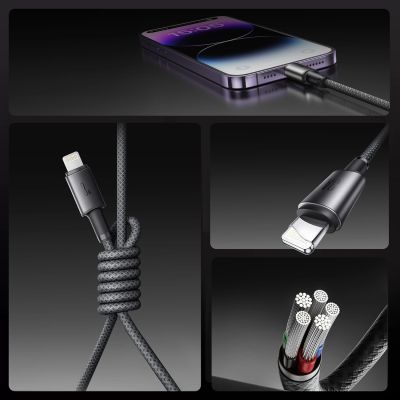 11. Kabel Joyroom S-A50 Unlimited Series 3A USB-A - Lightning z organizerem magnetycznym 1,2m - szary