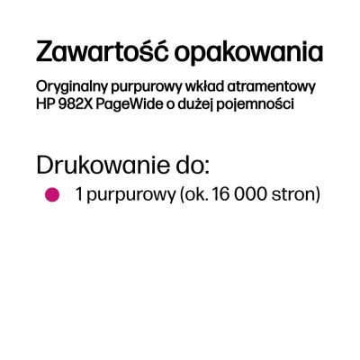 3. HP Oryginalny purpurowy wkład atramentowy 982X PageWide o dużej pojemności