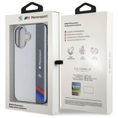8. Etui BMW Motosport IML Vertical Stripe na iPhone 16 - szare