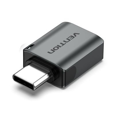 2. Adapter OTG USB 3.0 Vention USB-C do USB-A szary ze stopu aluminium