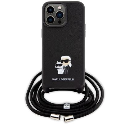 2. Etui Karl Lagerfeld Crossbody Saffiano Metal Pin Karl&Choupette na iPhone 15 Pro Max - czarne