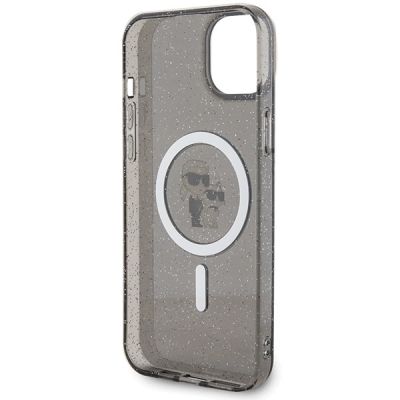 7. Etui Karl Lagerfeld Karl&Choupette Glitter MagSafe na iPhone 15 Plus - czarne