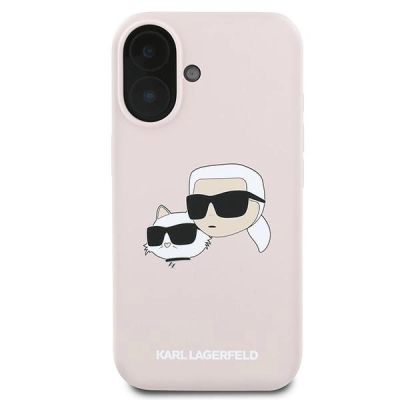3. Etui Karl Lagerfeld Silicone nauble Heads Print MagSafe na iPhone 16 Plus - różowe