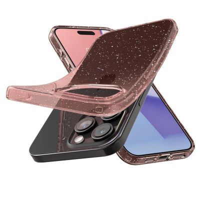7. Etui Spigen Liquid Crystal Glitter na iPhone 15 Pro Max - różowo-przezroczyste