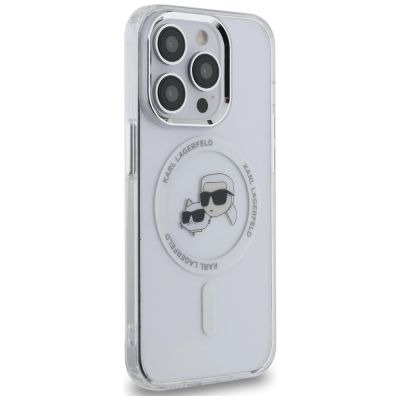 4. Etui Karl Lagerfeld IML Metal Karl & Choupette Head MagSafe na iPhone 14 Pro - białe