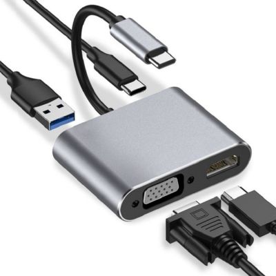 5. Hub USB Typ-C 4w1 USB 3.0 + PD 100W + HDMK 4k30Hz + VGA FullHD