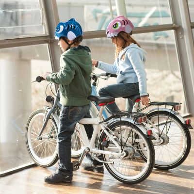 6. Kask rowerowy dziecięcy Wozinsky motyw dinozaur 52-56 cm - różowy