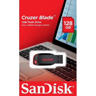 13. Pendrive SanDisk Cruzer Blade SDCZ50-128G-B35 (128GB; USB 2.0; kolor czarny)