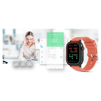 19. Smartwatch Gravity GT15-3 Czerwony Pasek Silikonowy + Czarna Bransoleta