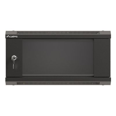 3. Szafa instalacyjna rack wisząca 19" 4U 540x350 czarna drzwi przeszklone LANBERG (flat pack)