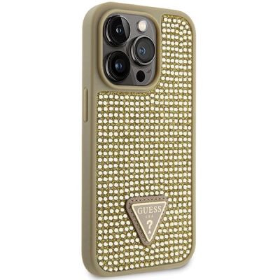 4. Etui Guess Rhinestone Triangle na iPhone 14 Pro - złote