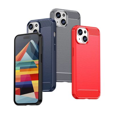 7. Elastyczne etui Carbon Case z wzorem karbon do iPhone 15 - niebieskie