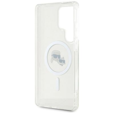 7. Etui Karl Lagerfeld Button Karl & Choupette Heads Printed Logo MagSafe Samsung Galaxy S25 Ultra biały