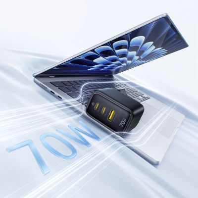 14. Ładowarka sieciowa Baseus EnerFill FE22 70W 2 x USB-C + USB-A - czarna