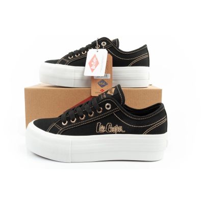 19. Lee Cooper buty sportowe damskie trampki platforma czarne ze złotym
