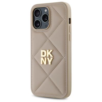 2. Etui DKNY Quilted Stack Logo na iPhone 14 Pro - beżowe