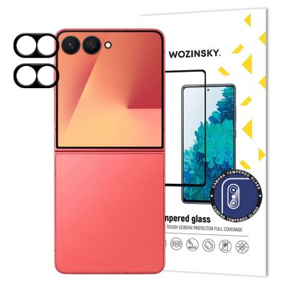 Czarne szkło na aparat Wozinsky Full Camera Glass na Samsung Galaxy Z Flip 7, zestaw 2 sztuk