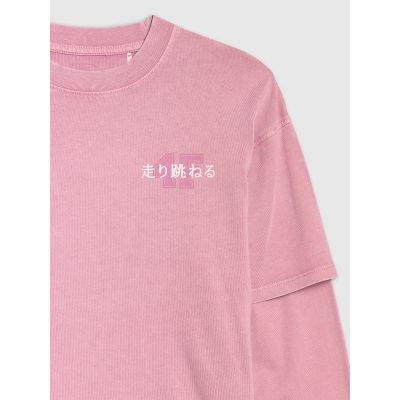 7. Longsleeve oversize z nadrukiem dziewczęcy 4F 4FJRAW25TLONF543-54S