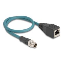 DeLOCK M12 Kabel adaptera z kodowaniem X 8-pinowe męski do żeńskiego RJ45 o długości 50 cm