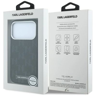 8. Etui Karl Lagerfeld Grained Mono Resin Logo MagSafe na iPhone 17 Pro / 18 Pro - czarne