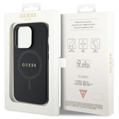 8. Etui Guess Saffiano MagSafe na iPhone 14 Pro - czarne