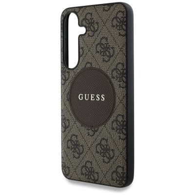 6. Etui Guess 4G Round Patch Classic Logo MagSafe do Samsung Galaxy S25 Plus brązowy