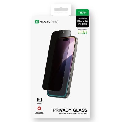 12. Szkło hartowane AMAZINGTHING Titan Privacy Glass prywatyzujące do iPhone 16 Pro Max