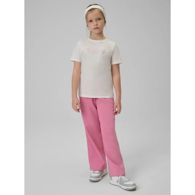 3. T-shirt regular z nadrukiem dziewczęcy 4F 4FJRSS26TTSHF3455-11S