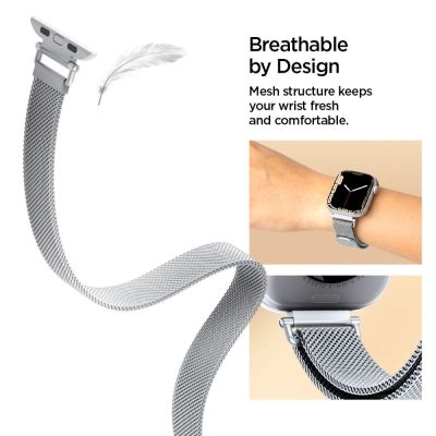 7. Pasek Spigen WBM4 na Apple Watch (40 / 41 / 42 mm) - srebrny