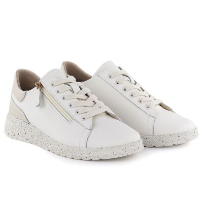 3. Skórzane półbuty damskie na podwyższeniu beżowe Jezzi 138