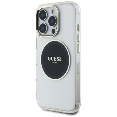 2. Etui Guess IML Metal Colored Circle Classic Logo MagSafe na iPhone 16 Pro - czarne
