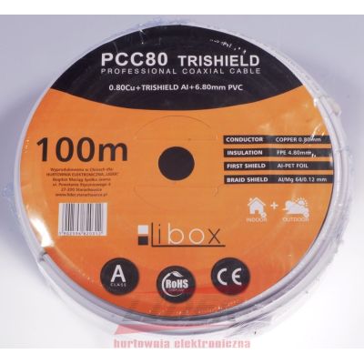5. LIBOX KABEL KONCENTRYCZNY PCC80 ŻYŁA 0,8MM CU 100M