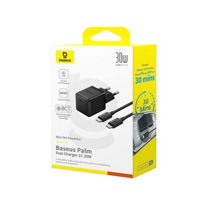 7. Ładowarka sieciowa Baseus Palm 30W z kablem USB-C 60W 1 m - czarna