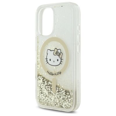 6. Etui Hello Kitty Liquid Glitter Fever MagSafe na iPhone 16 - złote