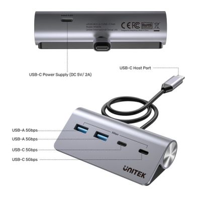 13. UNITEK HUB ALUMINIOWY USB-A/C 2X USBA 2X USBC 5GBP