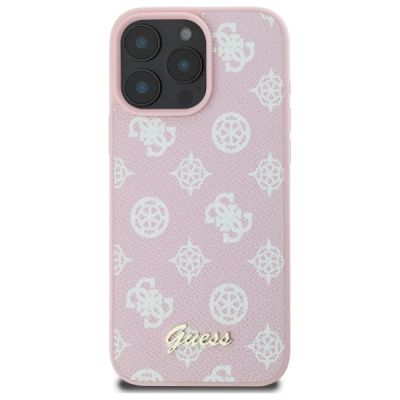 3. Etui Guess Peony Script MagSafe na iPhone 16 Pro Max - różowe
