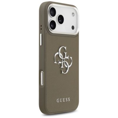 4. Etui Guess Grained Big 4G Classic Logo na iPhone 17 Pro Max - brązowe