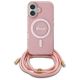 Etui Guess Crossbody Cord Script MagSafe na iPhone 16 - różowe