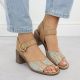 10. Sandały damskie na słupku plecionki beżowe M.Daszyński MR24125-4