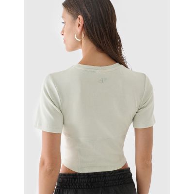 4. Crop top slim gładki damski 4F 4FRAW24TTSHF2581-47S