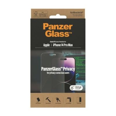 8. Szkło PanzerGlass Classic Fit prywatyzujące antybakteryjne na iPhone 14 Pro Max