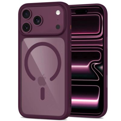 3. Etui Tech-Protect MagOne CC MagSafe + Szkło hartowane 2-Pack na iPhone 18 Pro / 17 Pro - przezroczysto-burgundowe