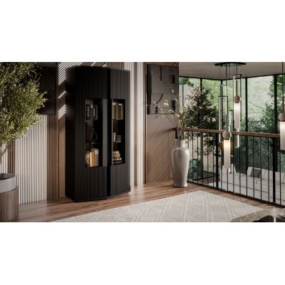 4. Witryna 2D MICHELLE 86x35-47xH180 czarny/dąb viking