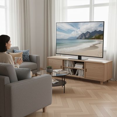 10. MACLEAN UNIWERSALNY STOJAK DO TV, NA SZAFKĘ RTV, PODSTAWKA, MAX. 40KG, MAX. VESA 400X400, REGULACJA WYSOKOŚCI I KĄTA MC-1240