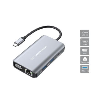 2. Conceptronic DONN21G stacja dokująca Przewodowa USB 3.2 Gen 1 (3.1 Gen 1) Type-C Szary