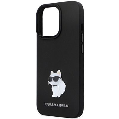 6. Etui Karl Lagerfeld Silicone Choupette Metal Pin na iPhone 14 Pro - czarne