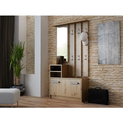 3. GARDEROBA-SZAFKA, LUSTRO, WIESZAK DĄB ARTISAN